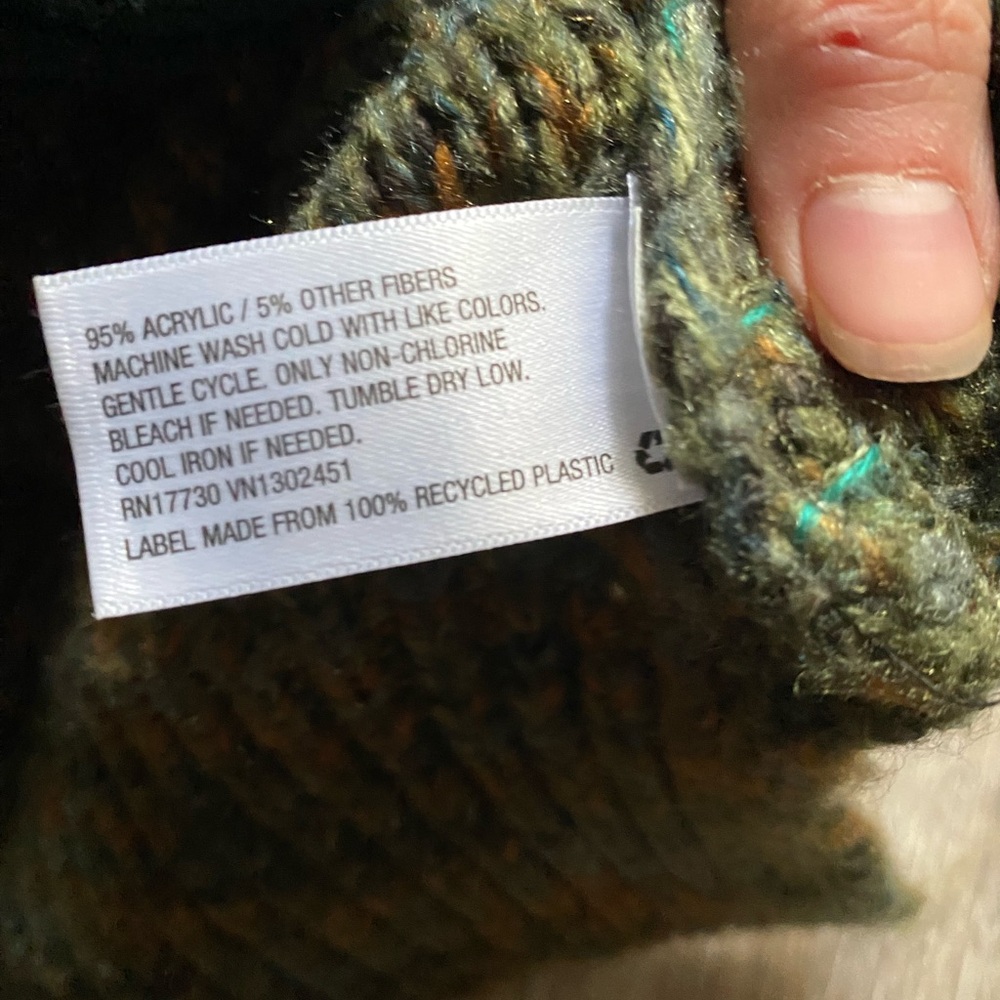 Mossimo‎ Chunky Knit Asymmetrical Green Sweater Large Boho Fairy Earthy Layering - Picture 5 of 6